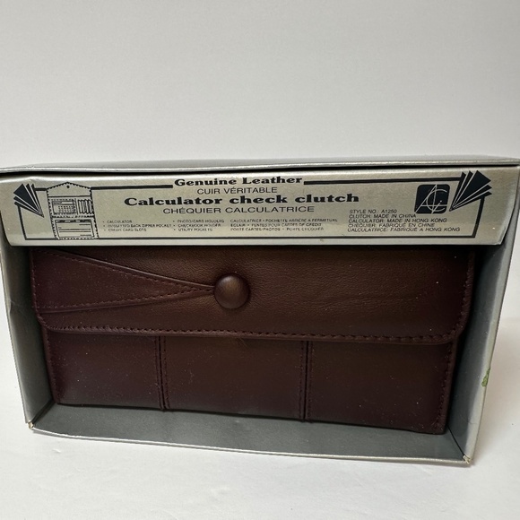 ACI Accessory Concepts Inc Handbags - Vintage Genuine Leather Calculator Checkbook Clutch ACI 80s Brown Wallet